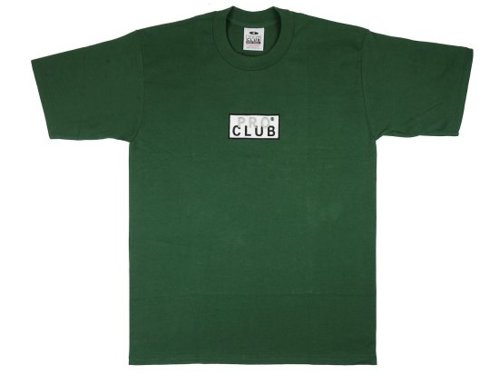 PRO CLUB Men's Heavyweight S/S Embroidered Box Logo Forest Green