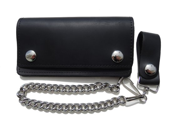 OIL TANNED LEATHER  6INCH CHAIN  WALLET  チェーンつき 6インチ ロングウォレット オイルタン BLACK  USA製*