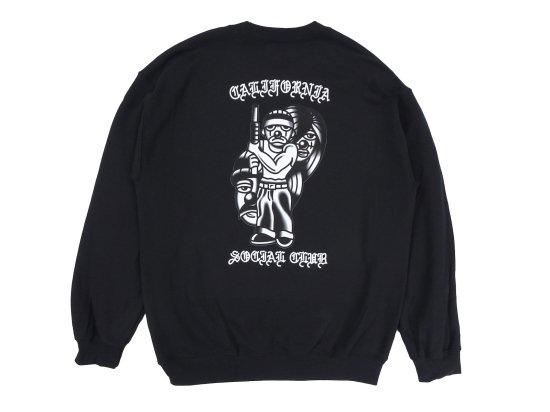 Javier Deluna x California Social Club Collaboration Crewneck Sweatshirts Black