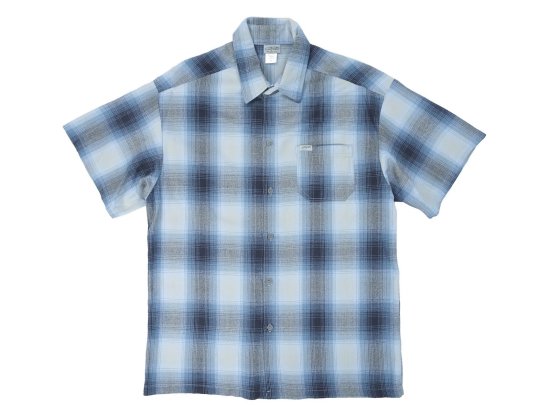 CalTop ȥå Short Sleeve Flannel Shirt եͥ륷 SKY BLUE & GRAY