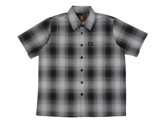 <img class='new_mark_img1' src='https://img.shop-pro.jp/img/new/icons8.gif' style='border:none;display:inline;margin:0px;padding:0px;width:auto;' />FB COUNTY Short Sleeve Checker Flannel Shirt  Black/Grey