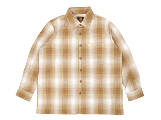 <img class='new_mark_img1' src='https://img.shop-pro.jp/img/new/icons8.gif' style='border:none;display:inline;margin:0px;padding:0px;width:auto;' />FB COUNTY Long  Sleeve Checker Flannel Shirt Tan/White