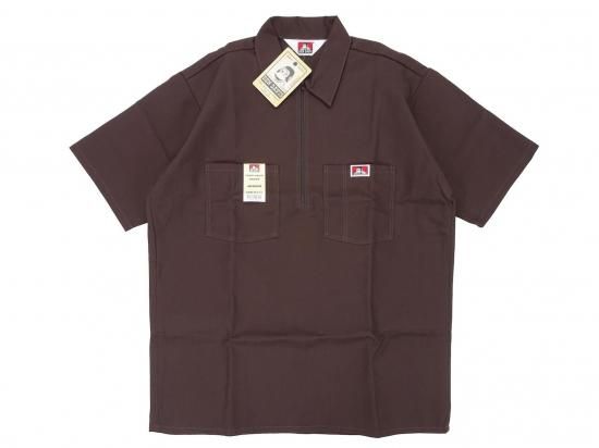 BEN DAVIS USA ٥ǥӥ Short Sleeved Solid 1/2 ZIP ϡեåץġBrown