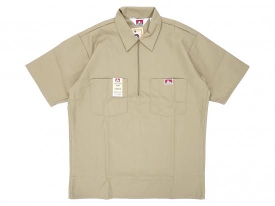 BEN DAVIS USA ٥ǥӥ Short Sleeved Solid 1/2 ZIP ϡեåץ KHAKI