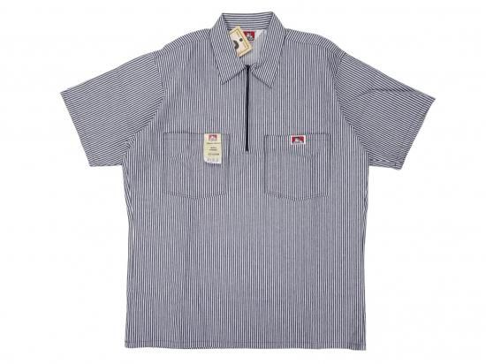 BEN DAVIS USA ٥ǥӥ Short Sleeved Solid 1/2 ZIP ϡեåץ  NAVY STRIPE