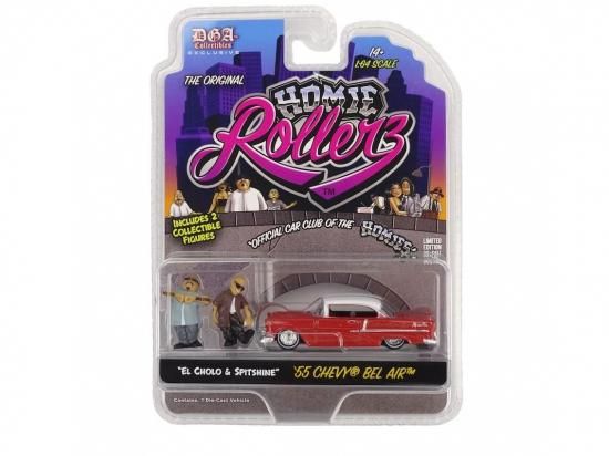 <img class='new_mark_img1' src='https://img.shop-pro.jp/img/new/icons8.gif' style='border:none;display:inline;margin:0px;padding:0px;width:auto;' />Homie Rollerz 1:64 Diecast 1955 Chevy Bel Air w/ El Cholo & Spitshine