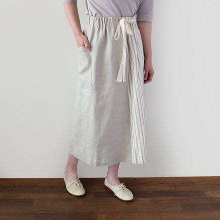 【 sold out 】一枚で透けない 巾着リネンスカート