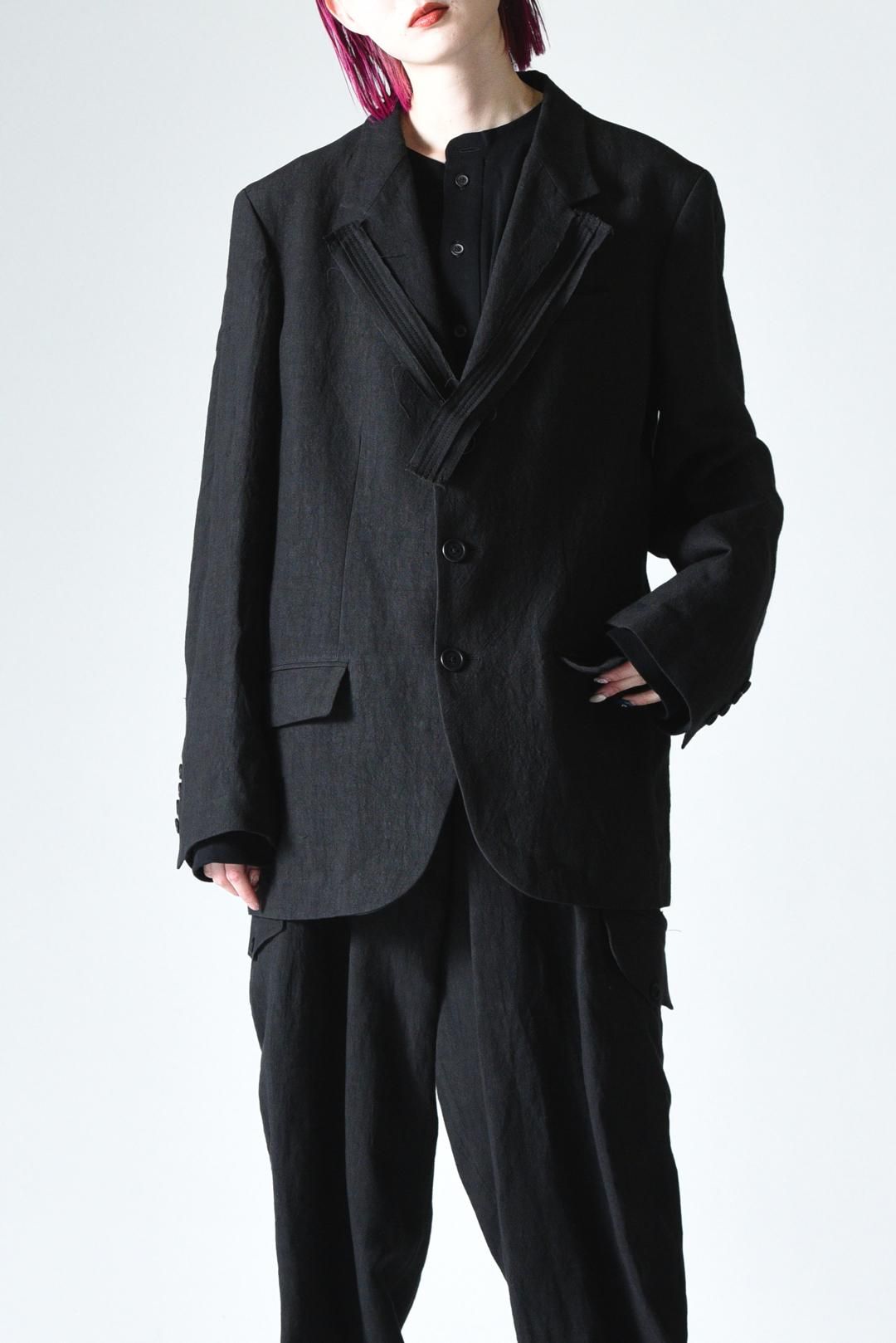 Y's for men 40 LINEN 3-BUTTONS JACKET WITH DECORATIVE CLOTH Y's for men 40 LINEN 3-BUTTONS JACKET WITH DECORATIVE CLOTH