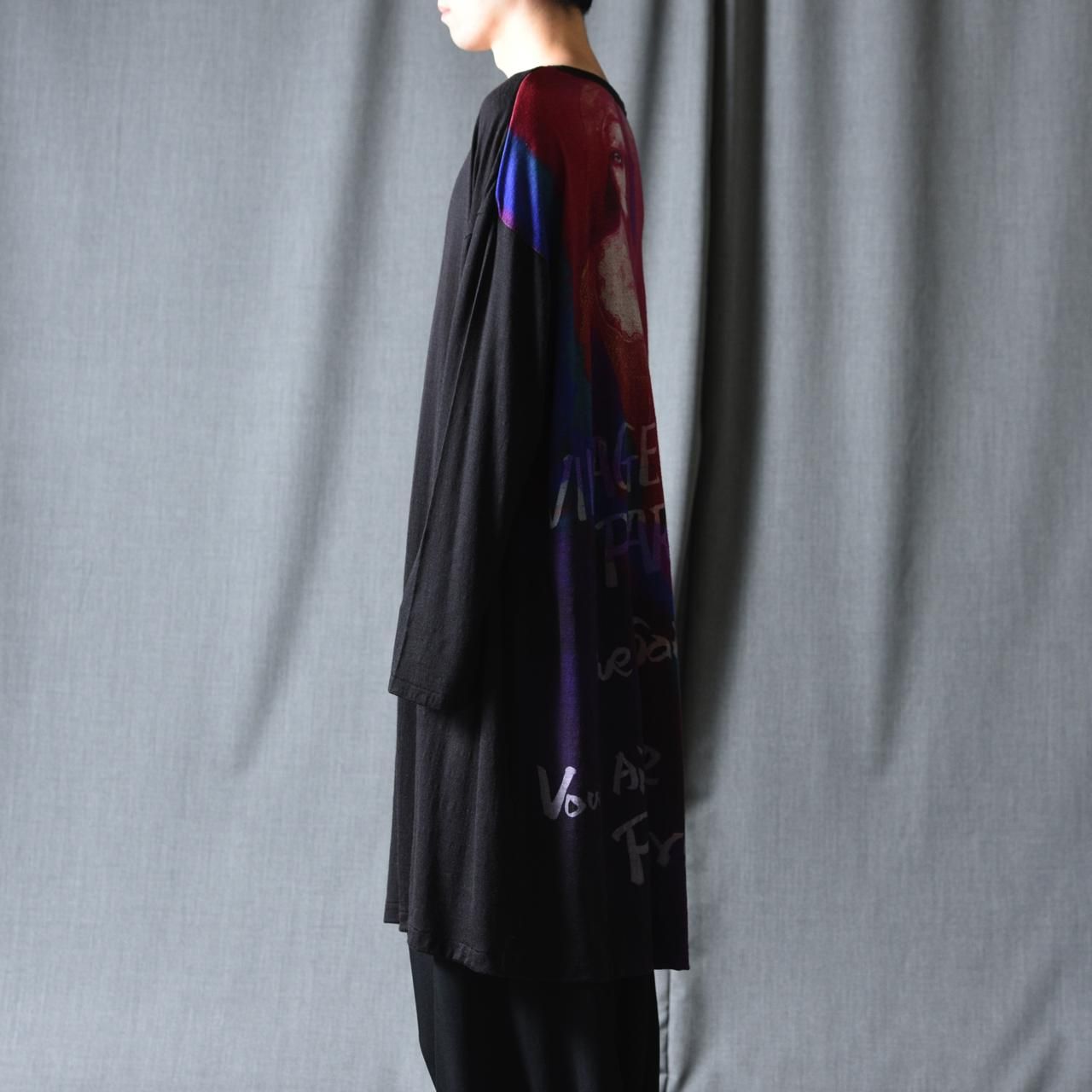 Yohji Yamamoto POUR HOMME 内田柄ウールロングカットソー - Ka Yohji Yamamoto POUR HOMME 内田柄ウールロングカットソー - Ka
