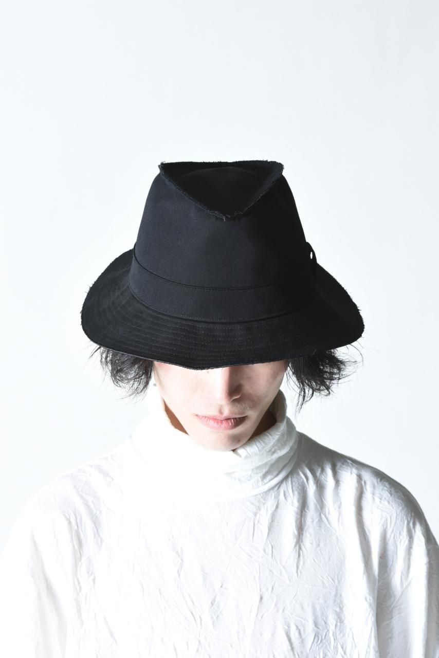 帽子yohji yamamoto リネンテンセルハット　黒　ブラック バケットハット