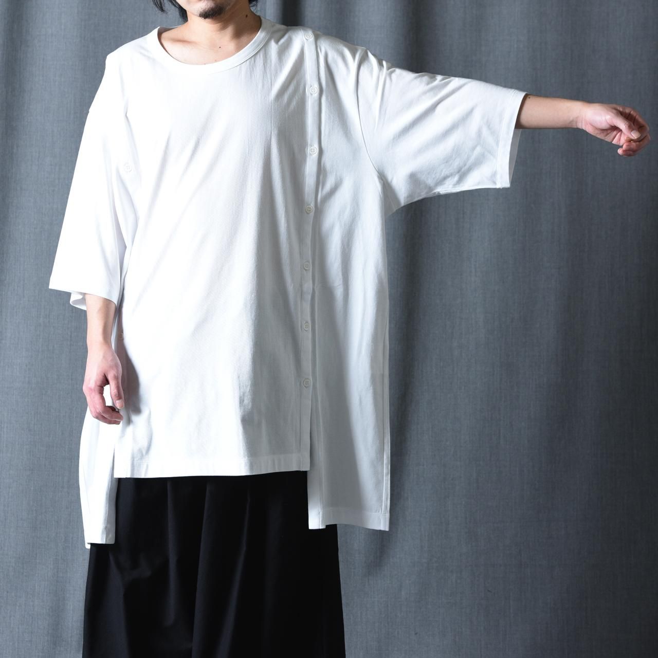 ユタカ Ground Y ボタン開閉ジャンボカットソー white - Ka na ta,Yohji