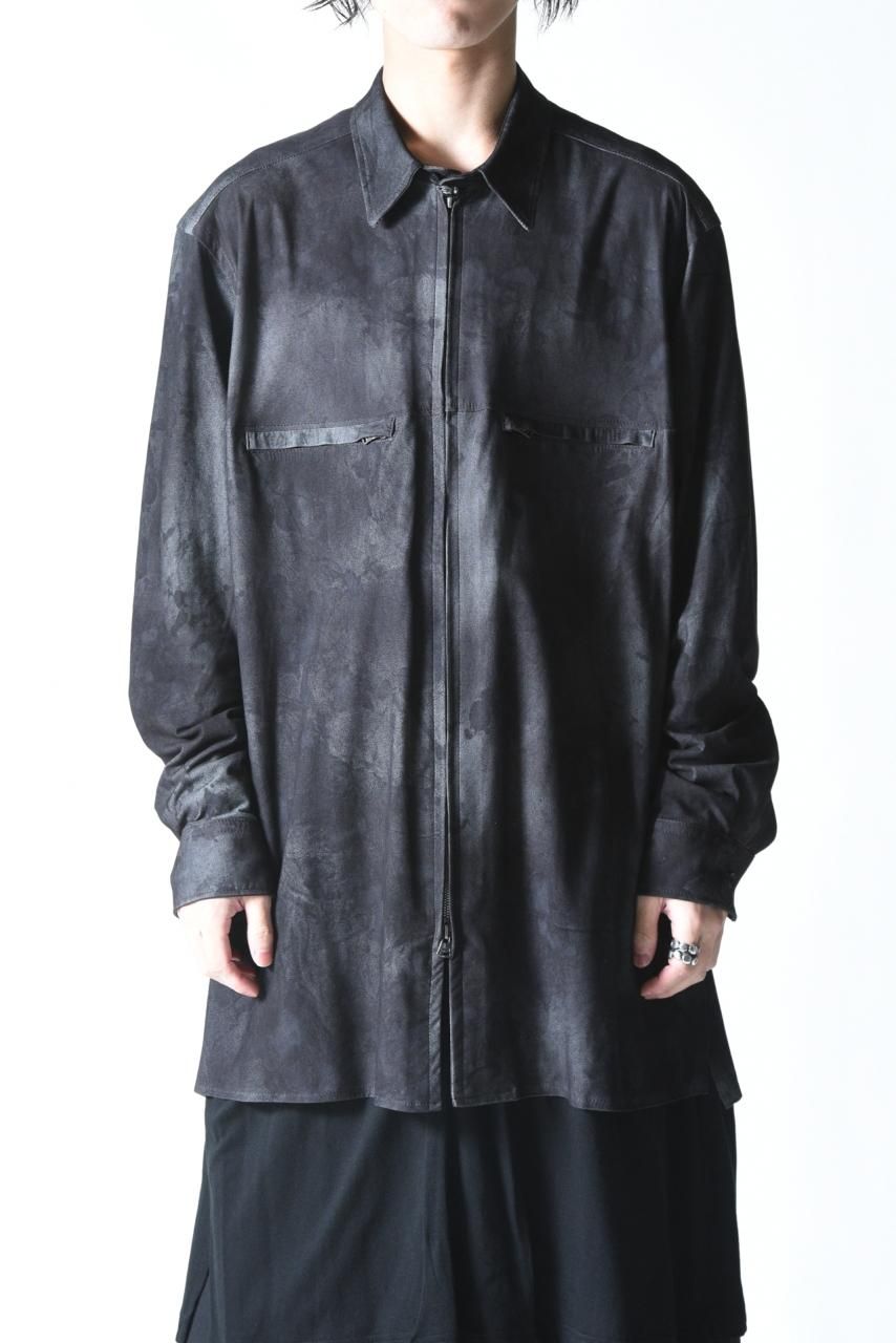 Yohji Yamamoto POUR HOMME レザー半袖シャツ 羊革 黒色 Yohji Yamamoto (ヨウジヤマモト) - ブラウス・シャツ【B品番