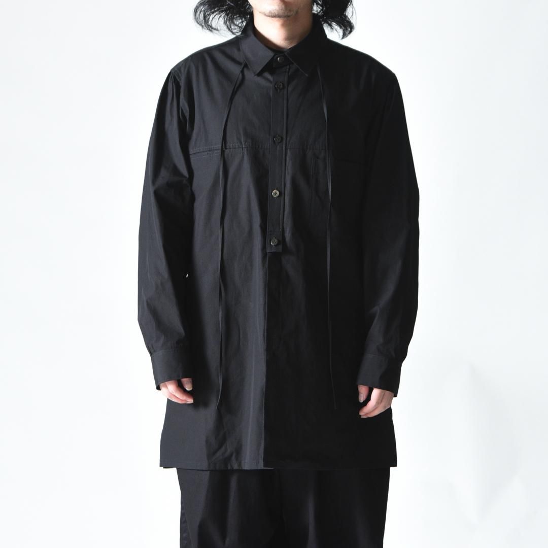 Y's for men COTTON BROADCLOTH PANEL SHIRT WITH COLLAR CORD