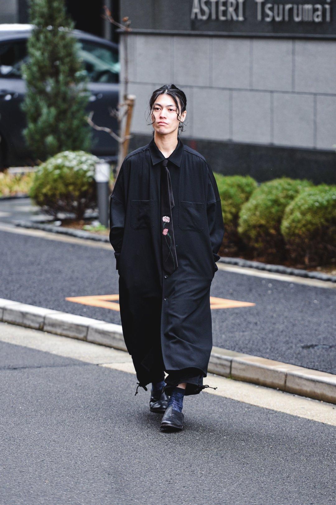 Yohji Yamamoto POUR HOMME シワギャバステンカラーロング Yohji Yamamoto POUR HOMME シワギャバステンカラーロング