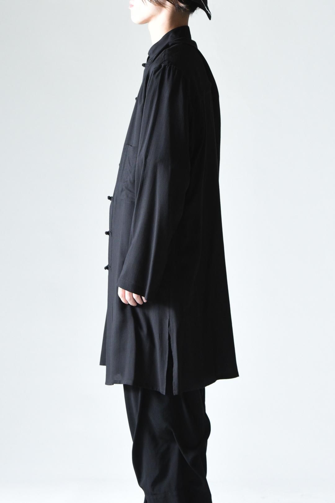 ヨウジヤマモト プールオム 23SS セルロース オープンカラーシャツ Y's for men DEEP BLACK BIG SHIRT WITH LARGE RED FLOWER - Ka