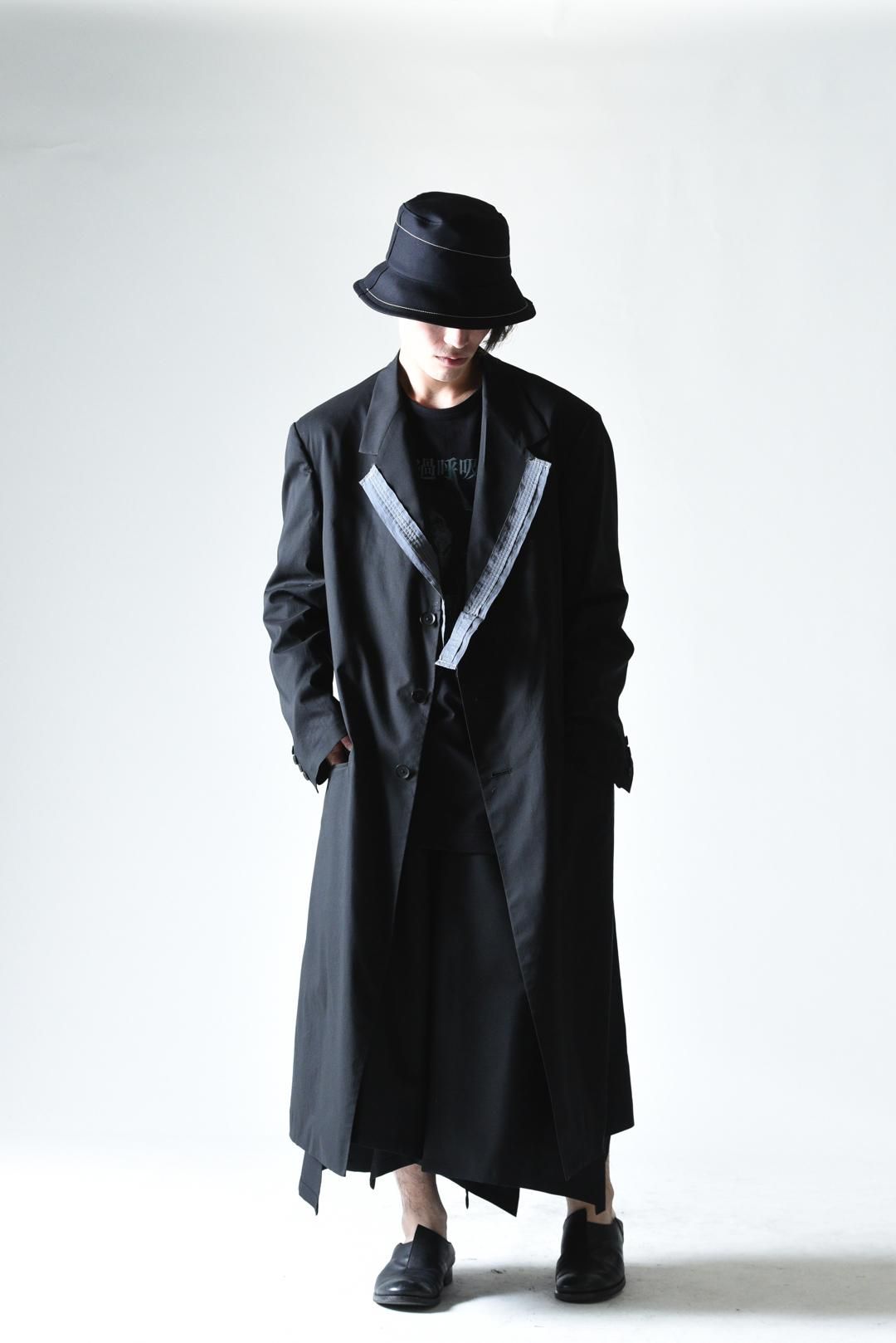 Y's for men COTTON LYOCELL BROAD LONG JACKET WITH DECORATIVE