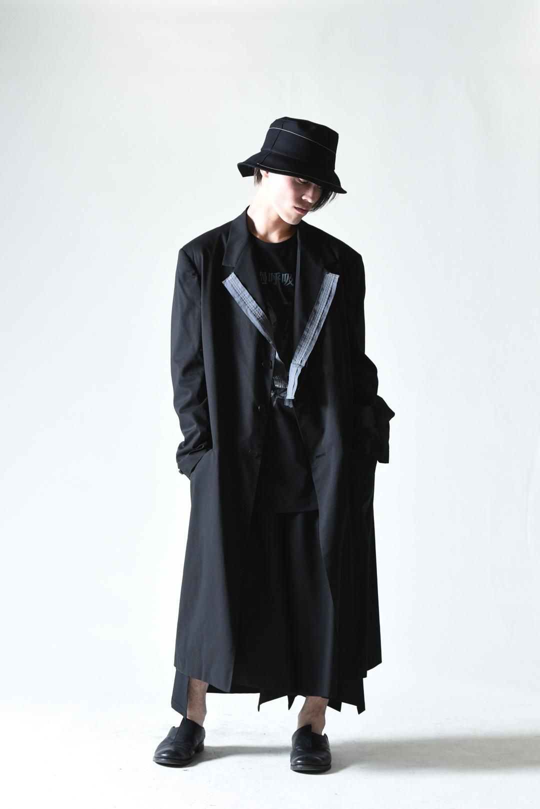 Y's for men COTTON LYOCELL BROAD LONG JACKET WITH DECORATIVE