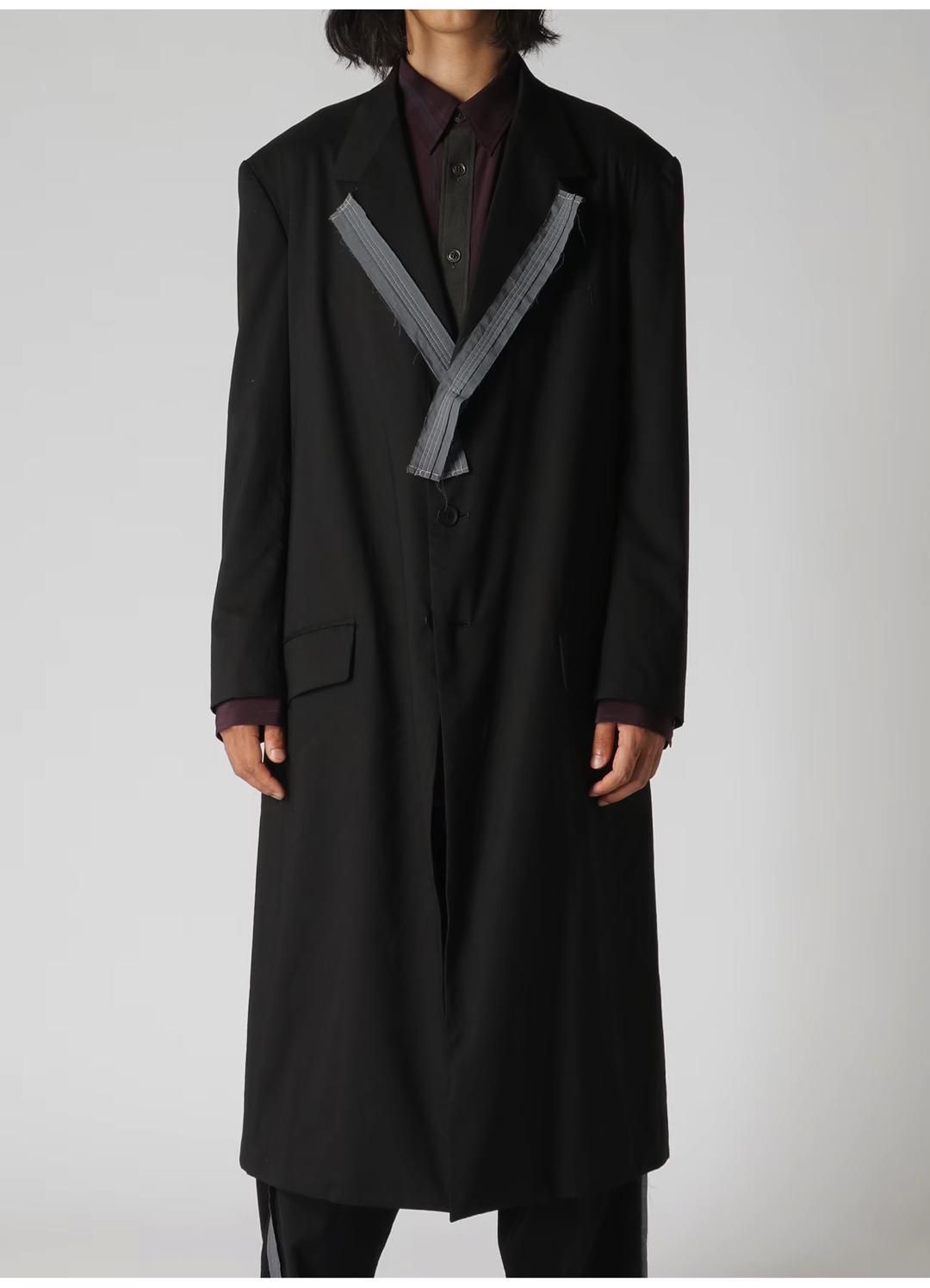 Y's for men COTTON LYOCELL BROAD LONG JACKET WITH DECORATIVE Y's for men COTTON LYOCELL BROAD LONG JACKET WITH DECORATIVE