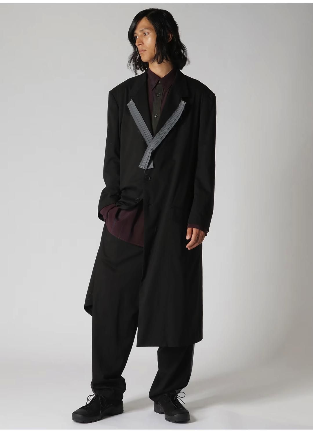 Y's for men COTTON LYOCELL BROAD LONG JACKET WITH DECORATIVE Y's for men COTTON LYOCELL BROAD LONG JACKET WITH DECORATIVE