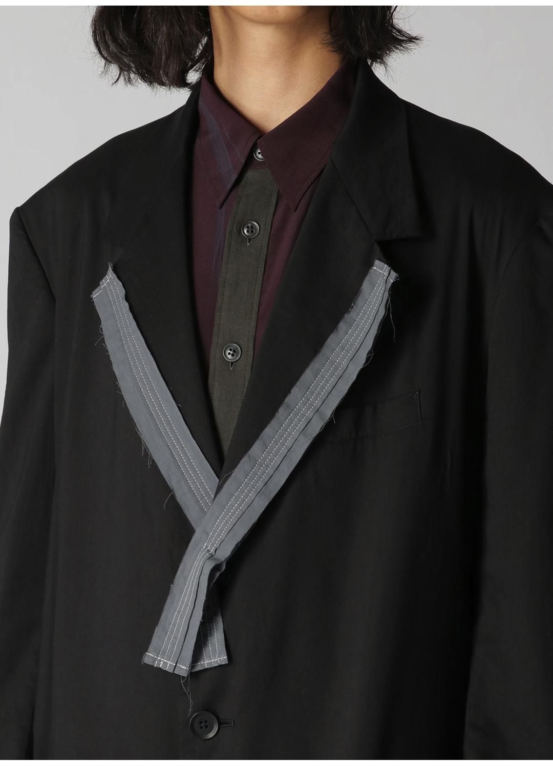 Y's for men COTTON LYOCELL BROAD LONG JACKET WITH DECORATIVE Y's for men COTTON LYOCELL BROAD LONG JACKET WITH DECORATIVE