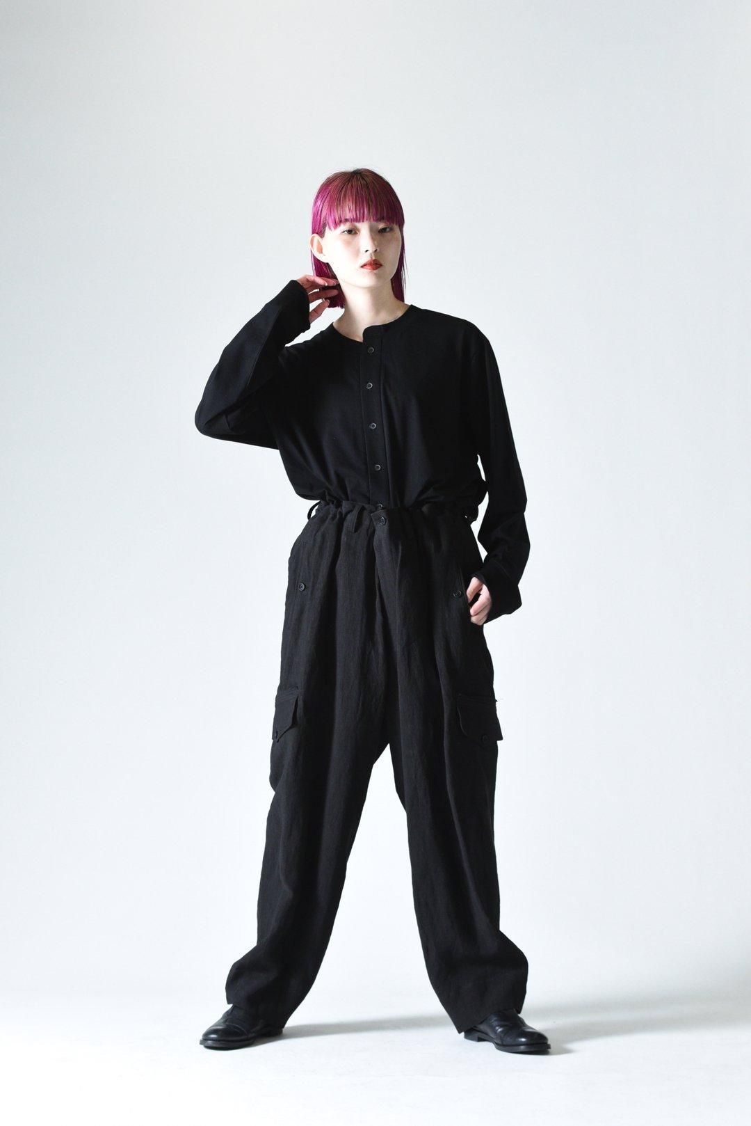 Y's for men 40 LINEN SUSPENDER PANTS black - Ka na ta,Yohji