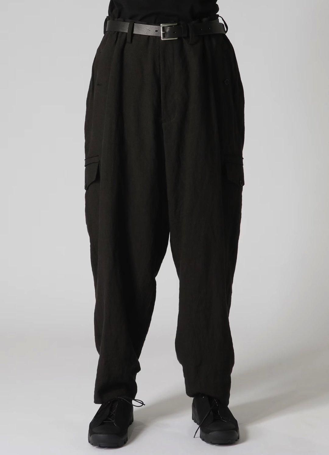 Y's for men 40 LINEN SUSPENDER PANTS black - Ka na ta,Yohji