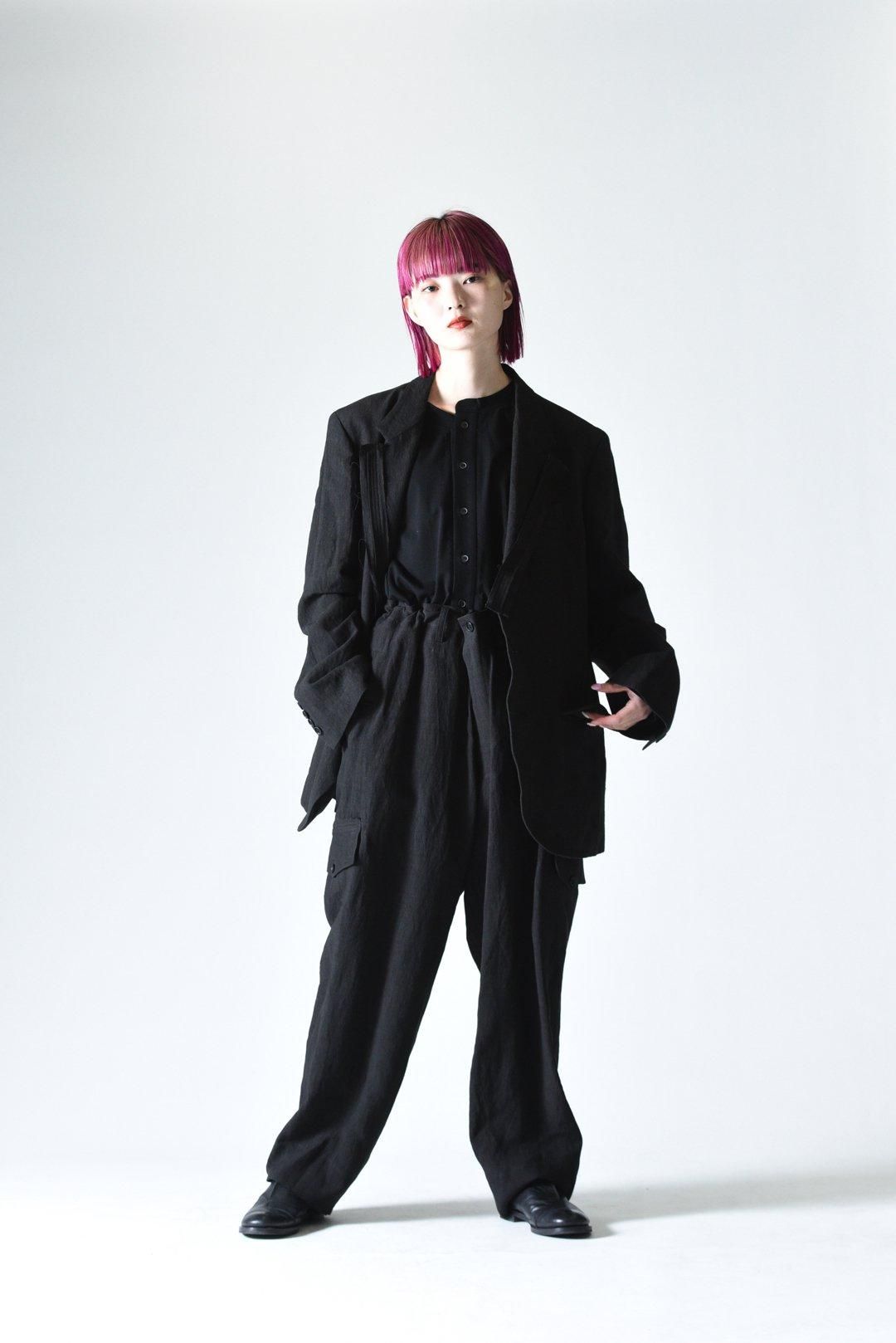 Y's for men 40 LINEN 3-BUTTONS JACKET WITH DECORATIVE CLOTH Y's for men 40 LINEN 3-BUTTONS JACKET WITH DECORATIVE CLOTH