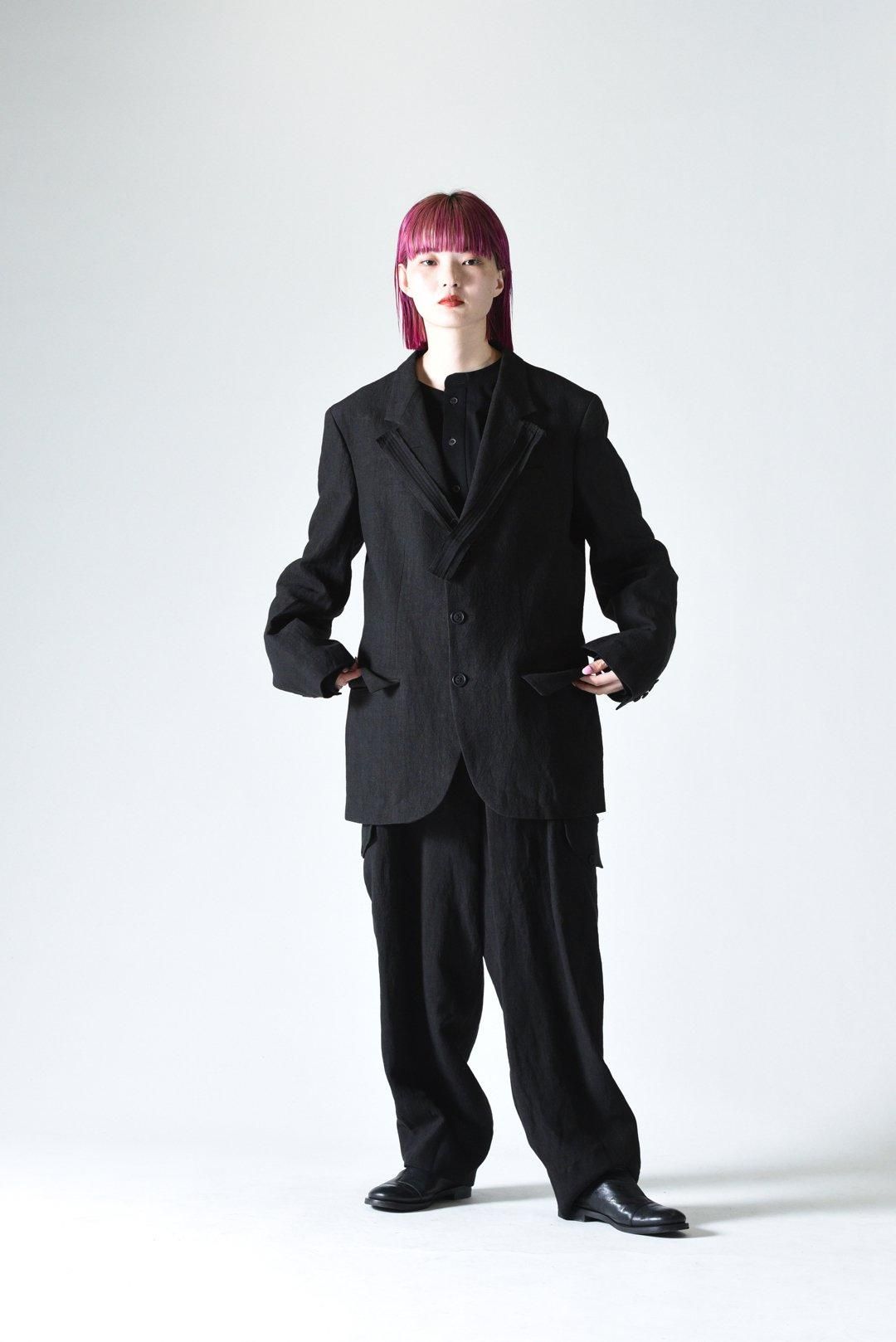 Y's for men 40 LINEN 3-BUTTONS JACKET WITH DECORATIVE CLOTH Y's for men 40 LINEN 3-BUTTONS JACKET WITH DECORATIVE CLOTH