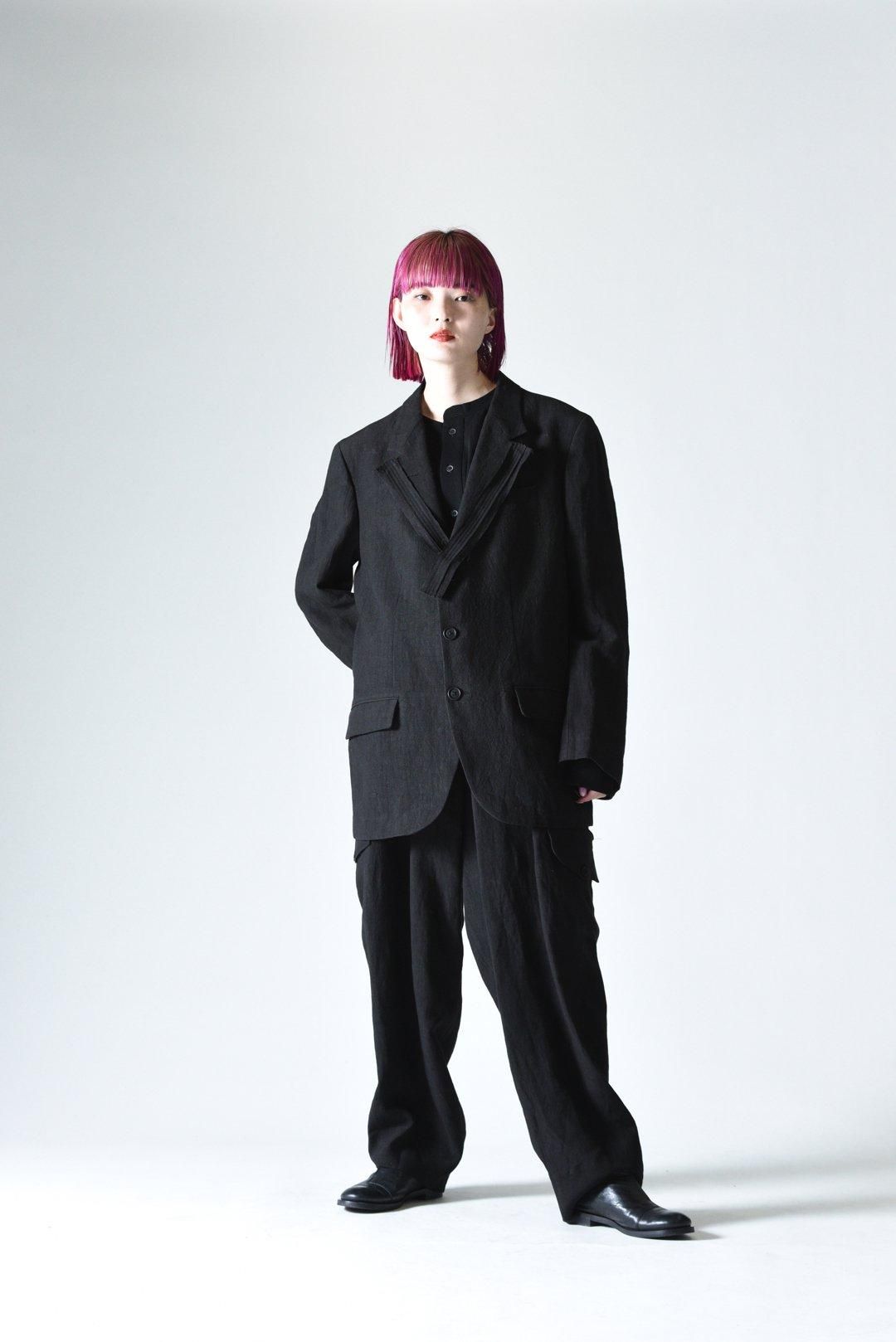 Y's for men 40 LINEN 3-BUTTONS JACKET WITH DECORATIVE CLOTH Y's for men 40 LINEN 3-BUTTONS JACKET WITH DECORATIVE CLOTH