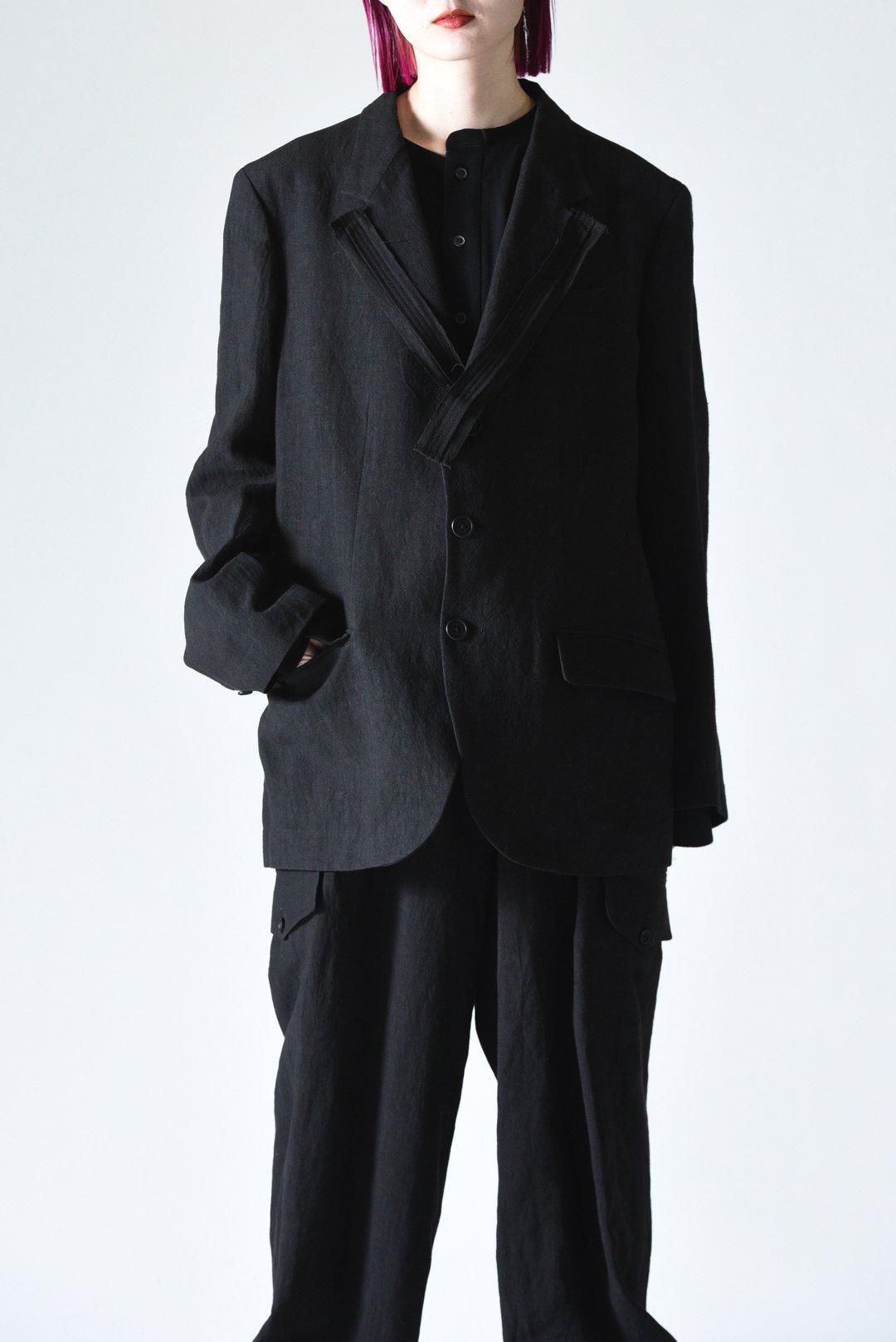Y's for men 40 LINEN 3-BUTTONS JACKET WITH DECORATIVE CLOTH Y's for men 40 LINEN 3-BUTTONS JACKET WITH DECORATIVE CLOTH