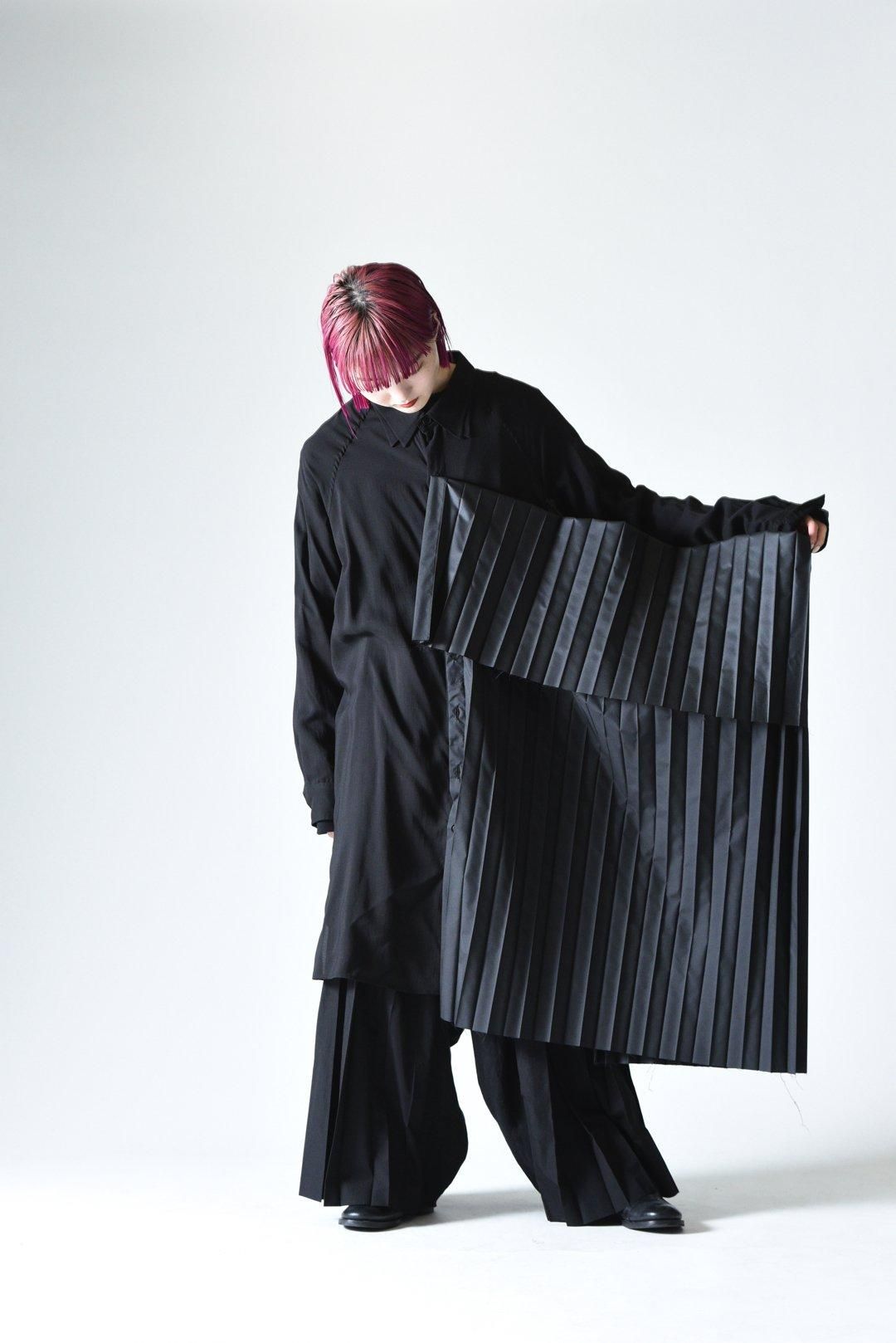 Yohji Yamamoto POUR HOMME プリーツ布付きロングブラウス - Ka