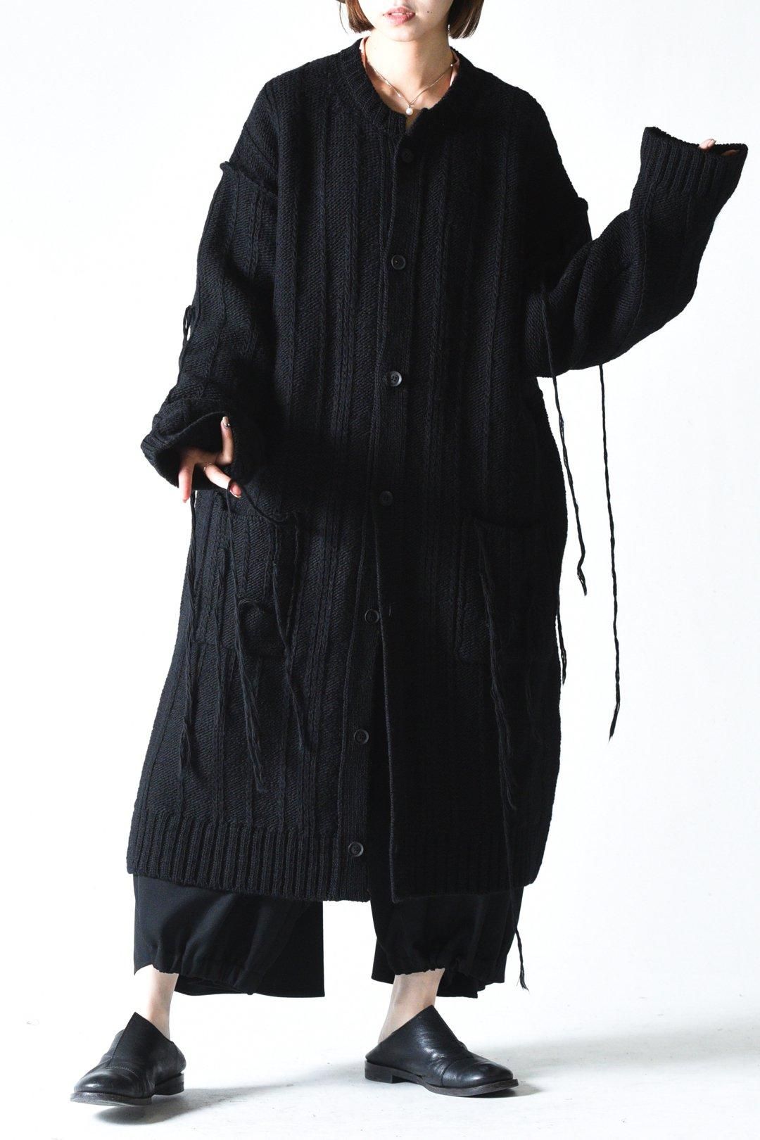 Yohji Yamamoto POUR HOMME 糸ふらしロングニットカーディガン Yohji Yamamoto POUR HOMME 糸ふらしロングニットカーディガン