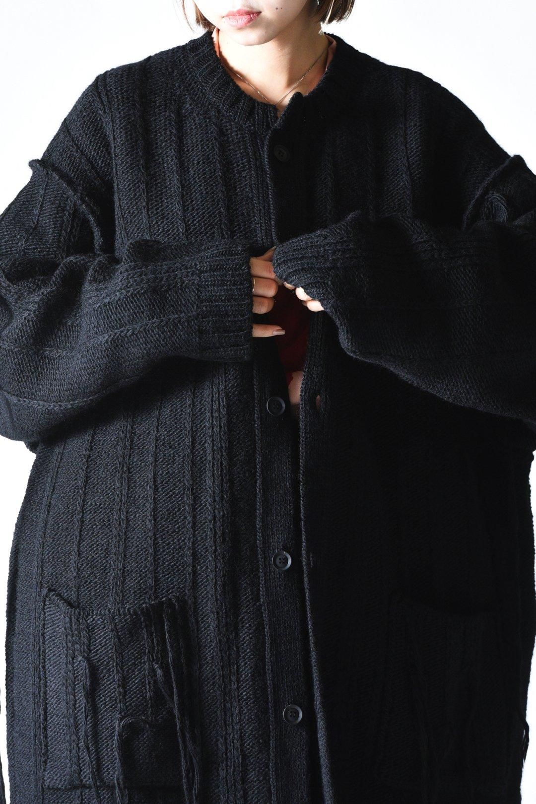 Yohji Yamamoto POUR HOMME 糸ふらしロングニットカーディガン Yohji Yamamoto POUR HOMME 糸ふらしロングニットカーディガン