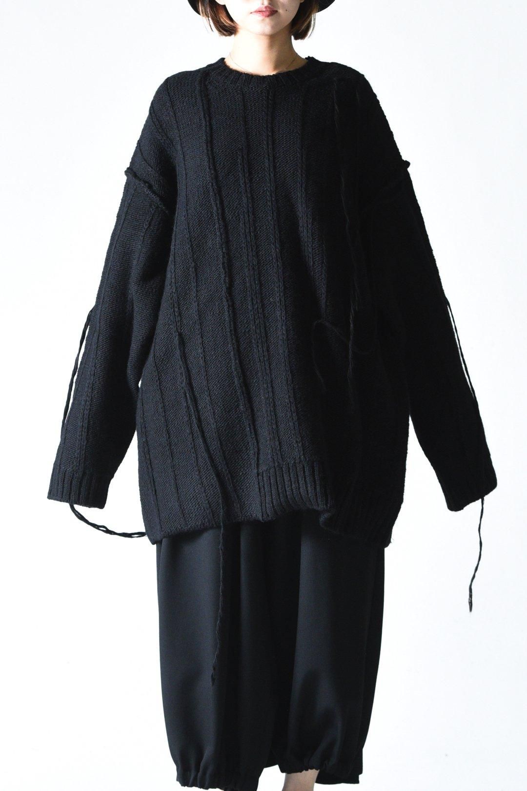 Yohji Yamamoto POUR HOMME 糸ふらしオーバーサイズ切替ニット Yohji Yamamoto POUR HOMME 糸ふらしオーバーサイズ切替ニット