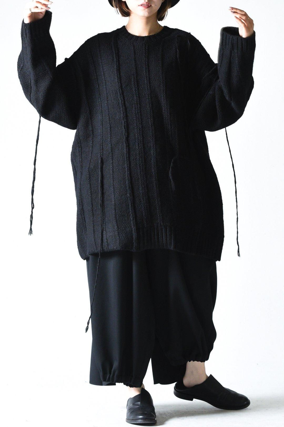 Yohji Yamamoto POUR HOMME 糸ふらしオーバーサイズ切替ニット Yohji Yamamoto POUR HOMME 糸ふらしオーバーサイズ切替ニット