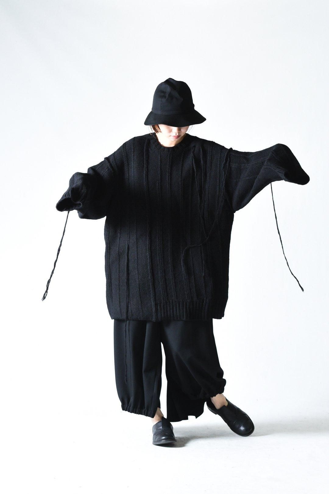 Yohji Yamamoto POUR HOMME 糸ふらしオーバーサイズ切替ニット Yohji Yamamoto POUR HOMME 糸ふらしオーバーサイズ切替ニット