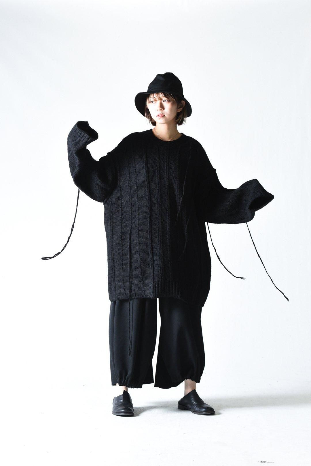 Yohji Yamamoto POUR HOMME 糸ふらしオーバーサイズ切替ニット Yohji Yamamoto POUR HOMME 糸ふらしオーバーサイズ切替ニット