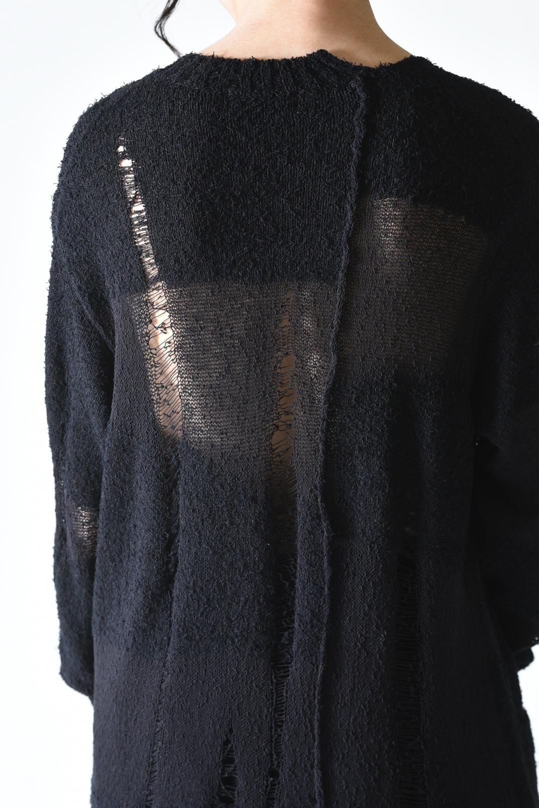 yohji Yamamoto ダメージカーディガン YOHJI YAMAMOTO ＜ヨウジ ヤマモト＞ ダメージ加工ハイネック