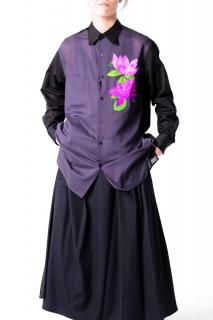 Y's for men DOUBLE COLLAR SHIRT BROAD AND CELLULOSE GRAY LOTUS