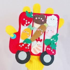 おべんとうバス ミトンシアター ハンドメイド 手づくり フェルト