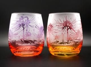 ♡綺麗な紅葉とぶらんこ時間♡ガラス シーグラスアート りす＆うさぎ 彼岸燦花【紅菖蒲/宍黄金】 - crafterior / クラフテリア 硝子工芸店