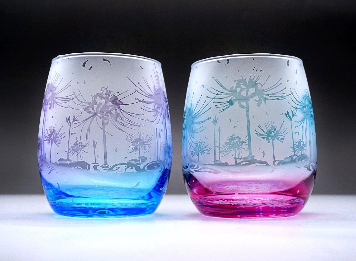 彼岸燦花【紅菖蒲/宍黄金】 | ロックグラス 彼岸花 彫刻 - crafterior