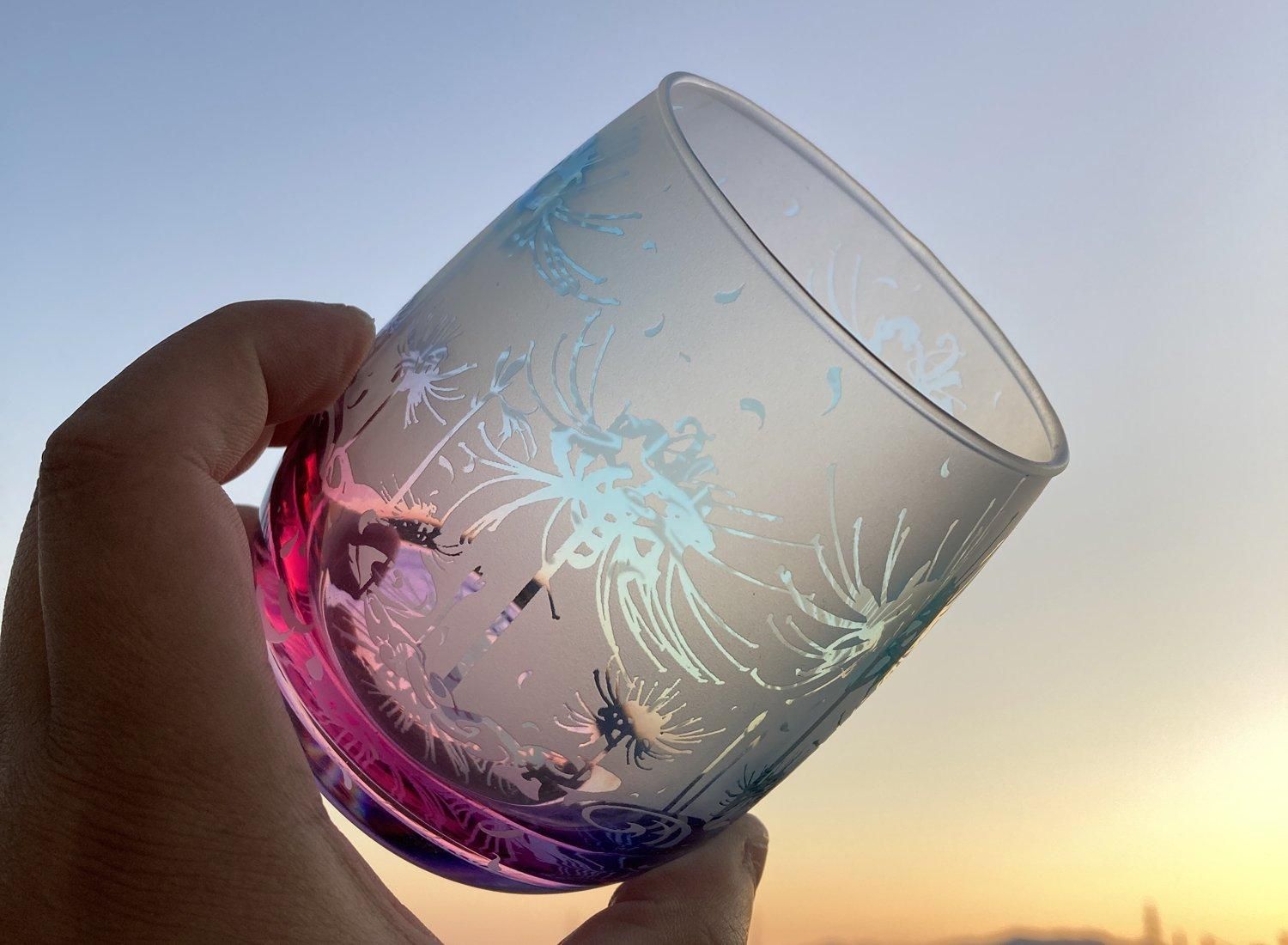 彼岸燦花【紅菖蒲/宍黄金】 | ロックグラス 彼岸花 彫刻 - crafterior