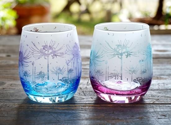 彼岸燦花【紅菖蒲/宍黄金】 | ロックグラス 彼岸花 彫刻 - crafterior