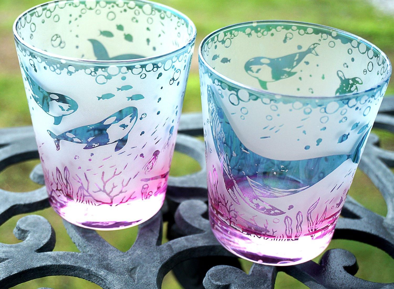 オケアノスの潮鳴り【Cobalt】 | 海のモチーフ入りシャボングラス