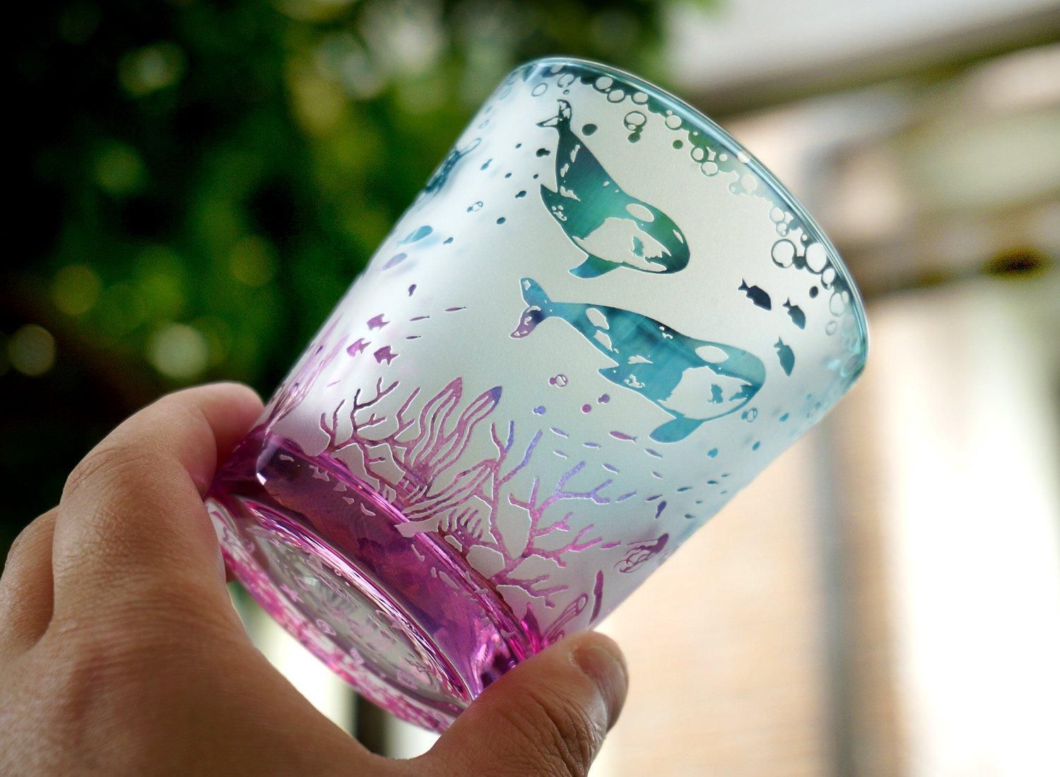 オケアノスの潮鳴り【Cobalt】 | 海のモチーフ入りシャボングラス