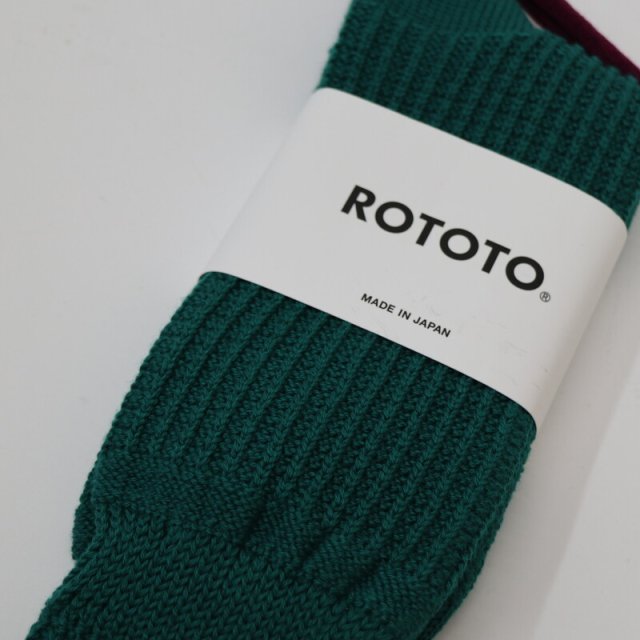 【ROTOTO】 R1110 Cotton Waffle Crew Socks (Green) / ロトト コットンワッフルクルーソックス (グリーン)