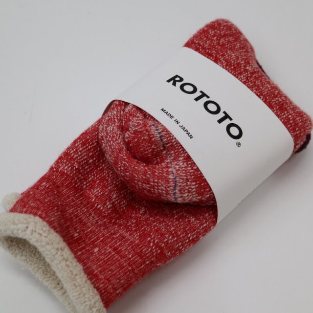 【ROTOTO】 R1001 Double Face Crew Socks (Red) / ロトト  ダブルフェイスクルーソックス (レッド)