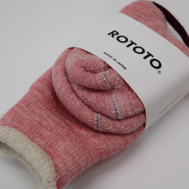 【ROTOTO】 R1001 Double Face Crew Socks (Pink) / ロトト  ダブルフェイスクルーソックス (ピンク)