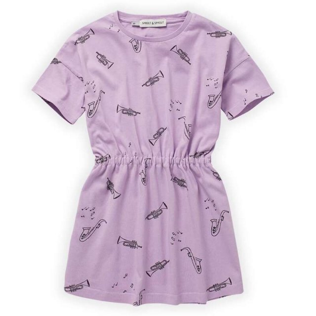 【SPROET&SPROUT】 S23-623 T Shirt Dress Musica 2-8Y (Lavender) / スプロート＆スプラウト ムジカティーシャツワンピース (ラベンダー)